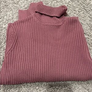 Women's Ribbed Turtleneck Sweater - Mauve